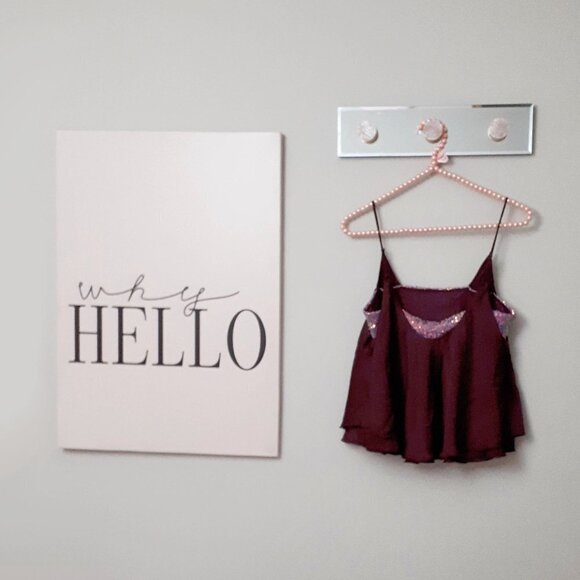 NWOT Free People plum purple satin-like camisole with sequin accent, S - Picture 8 of 11